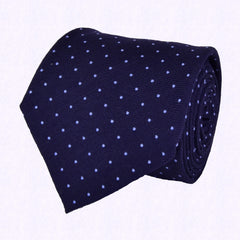 TOLOPEA DARKBLUE, PORTAGE BLUE, PIN DOTS, WOOL NECKTIE HANDMADE IN ITALY, LIMITED EDITION, BASKETWEAVE TEXTURE (THERE ARE ONLY 30 NECKTIES LIKE THIS ONE IN THE WORLD)  - CRAVATTA IN LANA A POIS, TESSUTO A CANESTRO, FABBRICATA A MANO IN ITALIA EDIZIONE LIMITATA- TIESHOPROME