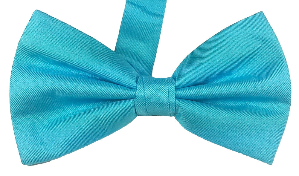 TURQUOISE BLUE, SOLID, TWILL, READY_MADE SILK BOWTIE - CRAVATTA PAPILLON IN SETA,, TINTA UNITA, TURCHESE TIESHOPROME