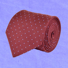 WELL READ-RED, MOODY BLUE, PIN DOTS, WOOL NECKTIE HANDMADE IN ITALY LIMITED EDITION - CRAVATTA IN LANA A POIS, BORDEAUX E CELESTE, FABBRICATA A MANO IN ITALIA EDIZIONE LIMITATA- TIESHOPROME