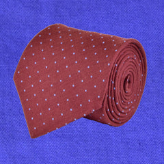 WELL READ-RED, MOODY BLUE, PIN DOTS, WOOL NECKTIE HANDMADE IN ITALY LIMITED EDITION - CRAVATTA IN LANA A POIS, BORDEAUX E CELESTE, FABBRICATA A MANO IN ITALIA EDIZIONE LIMITATA- TIESHOPROME