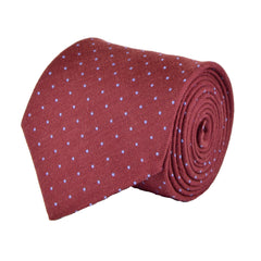 WELL READ-RED, MOODY BLUE, PIN DOTS, WOOL NECKTIE HANDMADE IN ITALY LIMITED EDITION - CRAVATTA IN LANA A POIS, BORDEAUX E CELESTE, FABBRICATA A MANO IN ITALIA EDIZIONE LIMITATA- TIESHOPROME