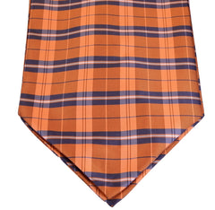 ATOMIC TANGERINE ORANGE, TARTAN, ASCOT TIE MADE IN SILK - TIE SHOP ROME