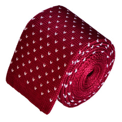  WHITE MICROPATTERNS, AUBURN-RED, KNIT NECKTIE MADE IN SILK - TIE SHOP ROME