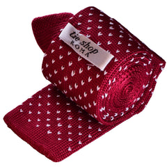 CRAVATTA IN MAGLINA, ROSSO CASTANO DORATO, POIS PICCOLI - TIE SHOP ROME