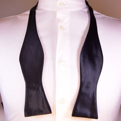 BLACK, SOLID, NON-READY-TIED SILK BOWTIE CRAVATTA, SETA, NERA, PAPILLION  - TIE SHOP ROME