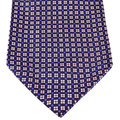 RUM-GREY, BLACURRANT-BLUE, WHITE MICROPATTERNS SILK ASCOT TIE - CRAVATTA ASCOT IN SETA, GRIGIO RUM, BLU RIBES, FANTASIE BIANCHE - TIE SHOP ROME