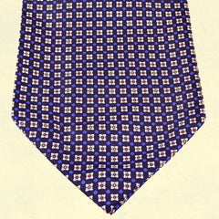 RUM-GREY, BLACURRANT-BLUE, WHITE MICROPATTERNS SILK ASCOT TIE - CRAVATTA ASCOT IN SETA, GRIGIO RUM, BLU RIBES, FANTASIE BIANCHE - TIE SHOP ROME