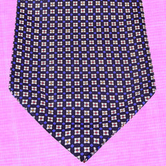 RUM-GREY, BLACURRANT-BLUE, WHITE MICROPATTERNS SILK ASCOT TIE - CRAVATTA ASCOT IN SETA, GRIGIO RUM, BLU RIBES, FANTASIE BIANCHE - TIE SHOP ROME