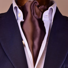 SOLID BOLE-BROWN SILK ASCOT TIE  - CRAVATTA ASCOT IN SETA MARRONE SCURO TIE SHOP ROMA