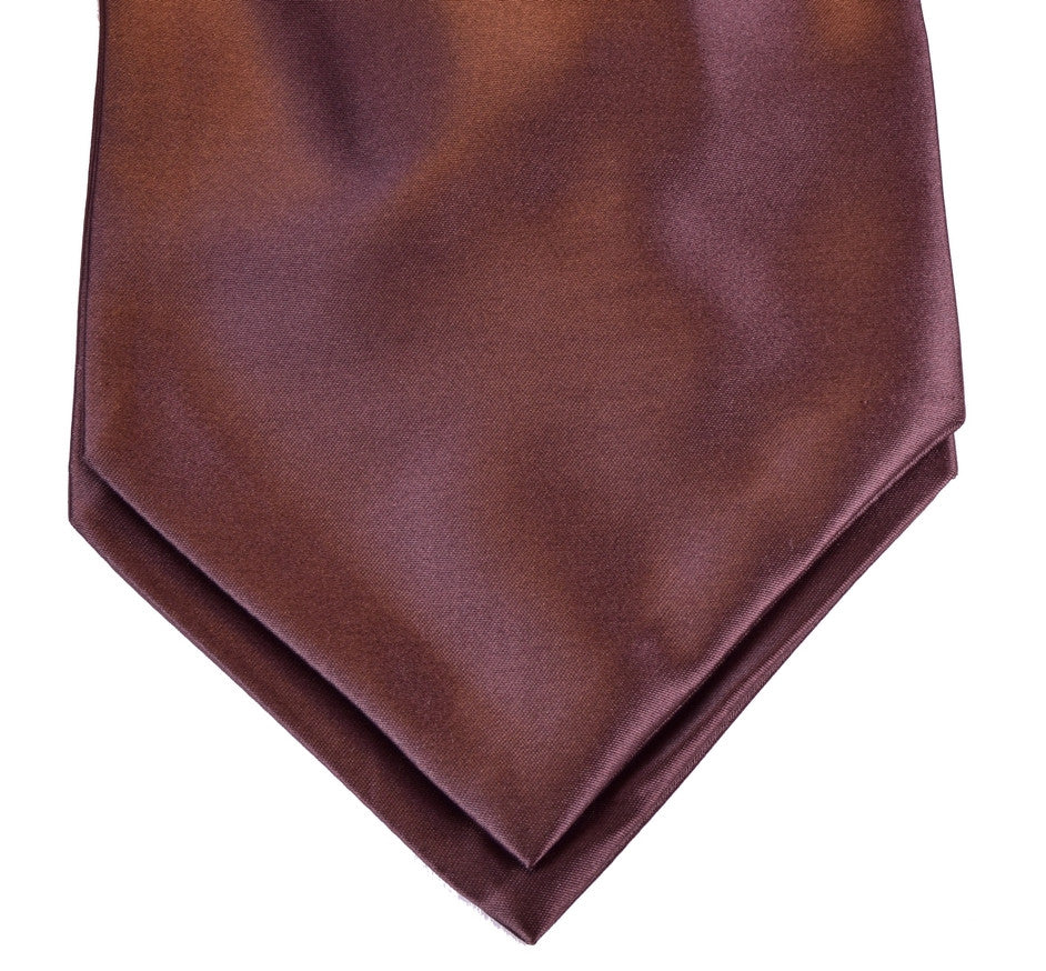 SOLID BOLE-BROWN SILK ASCOT TIE  - CRAVATTA ASCOT IN SETA MARRONE SCURO TIE SHOP ROMA
