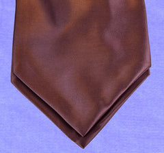 SOLID BOLE-BROWN SILK ASCOT TIE  - CRAVATTA ASCOT IN SETA MARRONE SCURO TIE SHOP ROMA