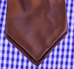 SOLID BOLE-BROWN SILK ASCOT TIE  - CRAVATTA ASCOT IN SETA MARRONE SCURO TIE SHOP ROMA