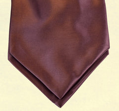 SOLID BOLE-BROWN SILK ASCOT TIE  - CRAVATTA ASCOT IN SETA MARRONE SCURO TIE SHOP ROMA