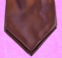 SOLID BOLE-BROWN SILK ASCOT TIE  - CRAVATTA ASCOT IN SETA MARRONE SCURO TIE SHOP ROMA