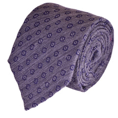 COLD PURPLE GEOMETRIC WOOL NECKTIE, HANDMADE IN ITALY, TWILL FABRIC - CRAVATTA FATTA A MANO IN ITALY VIOLA FREDDO, FANTASIE GEOMETRICHE, TESSUTO TWILL TIESHOPROMA 