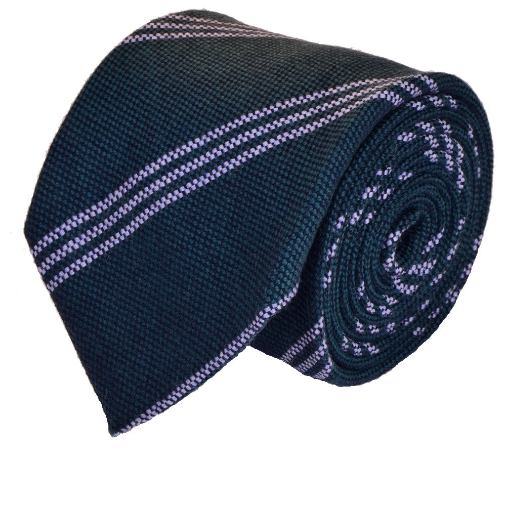 PEARL-GREEN, REGIMENTAL, WOOL NECKTIE HANDMADE IN ITALY BASKET WEAVE FABRIC - CRAVATTA IN LANA REGIMENTAL VERDE PERLA, FATTA A MANO ITALIA, TESSITURA A CANESTRO - TIESHOPROME