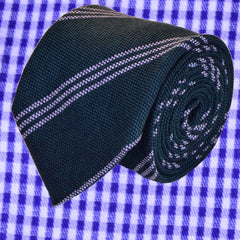 PEARL-GREEN, REGIMENTAL, WOOL NECKTIE HANDMADE IN ITALY BASKET WEAVE FABRIC - CRAVATTA IN LANA REGIMENTAL VERDE PERLA, FATTA A MANO ITALIA, TESSITURA A CANESTRO - TIESHOPROME