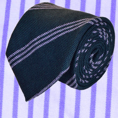 PEARL-GREEN, REGIMENTAL, WOOL NECKTIE HANDMADE IN ITALY BASKET WEAVE FABRIC - CRAVATTA IN LANA REGIMENTAL VERDE PERLA, FATTA A MANO ITALIA, TESSITURA A CANESTRO - TIESHOPROME