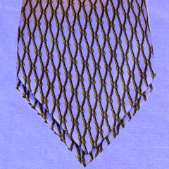 PERANO BLUE SILK ASCOT TIE, DARK-BLUE AND GOLD CHAIN PATTERNS - CRAVATTA ASCOT IN SETA BLU PERANO, RICAMI A CATENA BLU SCURO E ORO TIE SHOP ROME 