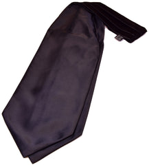 SOLID BLACK, SATIN SILK ASCOT TIE , ASCOT IN SETA NERO - TIE SHOP ROME