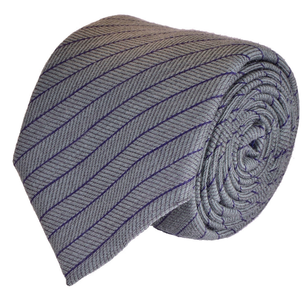 STORM-GREY WOOL REGIMENTAL NECKTIE, HANDMADE IN ITALY, TWILL FABRIC -CRAVATTA IN LANA REGIMENTAL GRIGIO TEMPESTA, FATTA A MANO IN ITALIA, TESSITURA TWILL - TIESHOPROMA 