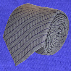 STORM-GREY WOOL REGIMENTAL NECKTIE, HANDMADE IN ITALY, TWILL FABRIC -CRAVATTA IN LANA REGIMENTAL GRIGIO TEMPESTA, FATTA A MANO IN ITALIA, TESSITURA TWILL - TIESHOPROMA 