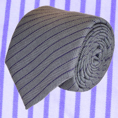 STORM-GREY WOOL REGIMENTAL NECKTIE, HANDMADE IN ITALY, TWILL FABRIC -CRAVATTA IN LANA REGIMENTAL GRIGIO TEMPESTA, FATTA A MANO IN ITALIA, TESSITURA TWILL - TIESHOPROMA 