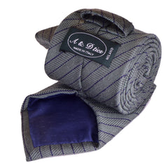 STORM-GREY WOOL REGIMENTAL NECKTIE, HANDMADE IN ITALY, TWILL FABRIC -CRAVATTA IN LANA REGIMENTAL GRIGIO TEMPESTA, FATTA A MANO IN ITALIA, TESSITURA TWILL - TIESHOPROMA 