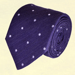 TOLOPE-BLUE, POLKA-DOTS, WOOL NECKTIE HANDMADE IN ITALY BASKETWEAVE FABRIC- CRAVATTA IN LANA BLU TOLOPEA E POIS GRANDI, FINITURA A CANESTRO - TIESHOPROME