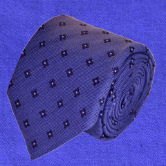 VIOLET-BLUE WOOL NECKTIE, NAVY BLUE FLOWER MOTIFS, HANDMADE IN ITALY BASKET WEAVE FABRIC - CRAVATTA IN LANA BLU-VIOLACEO FATTA A MANO IN ITALIA, MOTIIVI FLOREALI BLU NAVY, TESSITURA A CANESTRO - TIESHOPROME