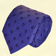 VIOLET-BLUE WOOL NECKTIE, NAVY BLUE FLOWER MOTIFS, HANDMADE IN ITALY BASKET WEAVE FABRIC - CRAVATTA IN LANA BLU-VIOLACEO FATTA A MANO IN ITALIA, MOTIIVI FLOREALI BLU NAVY, TESSITURA A CANESTRO - TIESHOPROME